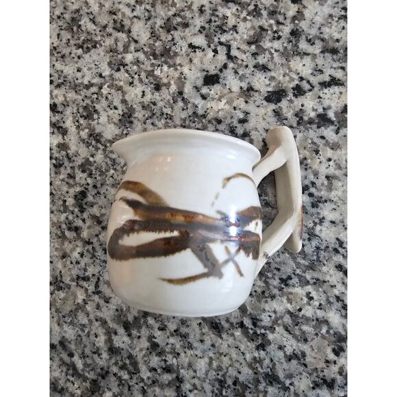 Set of 2 MCM Mid Century Handmade Signed Stoneware Jugs Coffee Creamer - Picture 5 of 8